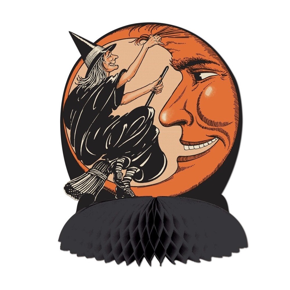 Halloween Witch Moon Centerpiece 10" Paper Party Decorations Vintage Beistle